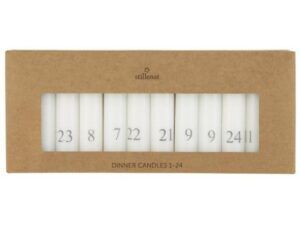 Kalenderlys 1-24 bedelys hvid m/grå tal