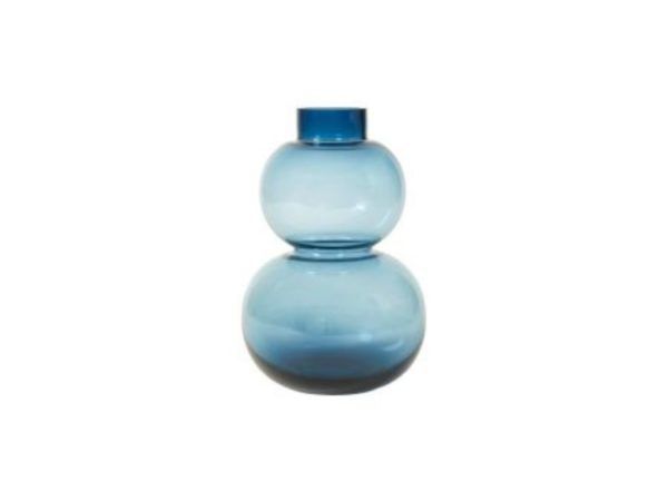 Vase to bobler blå