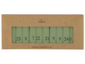 Kalenderlys 1-24 bedelys støvgrøn m/sorte tal