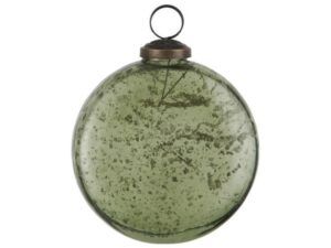 Julekugle flad model pebbled glas mosgrøn