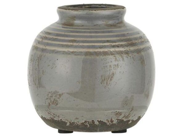 Vase mini m/riller grå