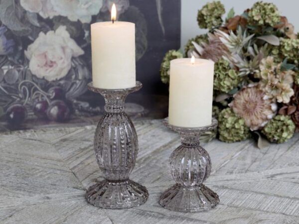 Chic Antique lysestage med perlekant Taupe