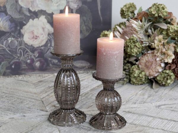 Chic Antique lysestage med perlekant Mocca