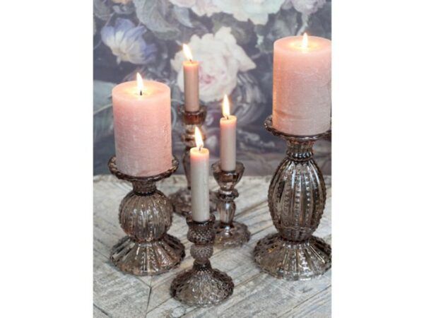 Chic Antique lysestage med perlekant Mocca
