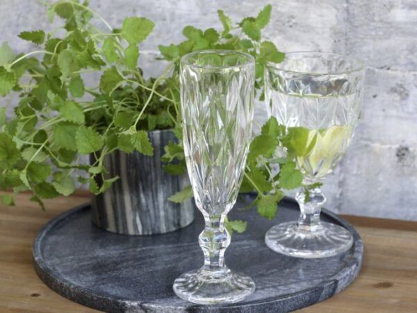 Chic Antique Champagneglas med diamantudskæring