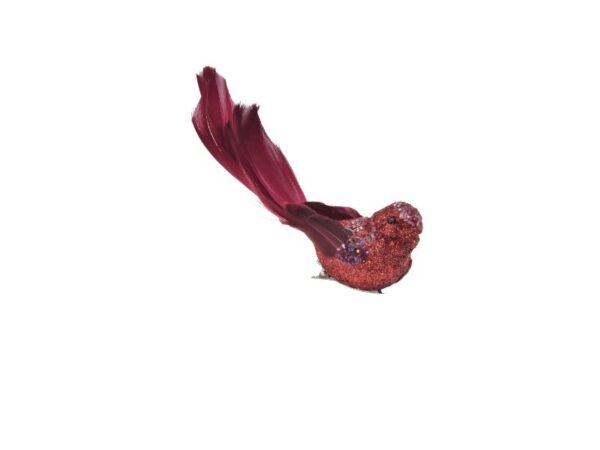 Deko fugl Rød med glimmer