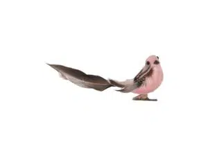 Deko fugl rosa m/naturhale og clips