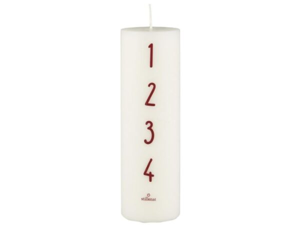 Ib Laursen Adventslys 1-4 hvid med røde tal