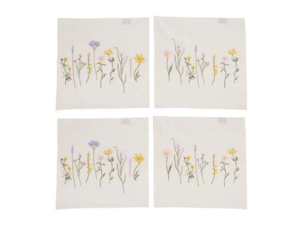 Speedtsberg Mundserviet m/broderi Blomster 4 stk.