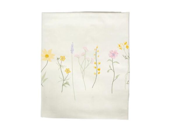 Speedtsberg Dug m/broderi Blomster 140x240 cm Hvid