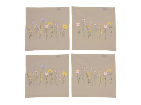 Speedtsberg Mundserviet m/broderi Blomster 4 stk.