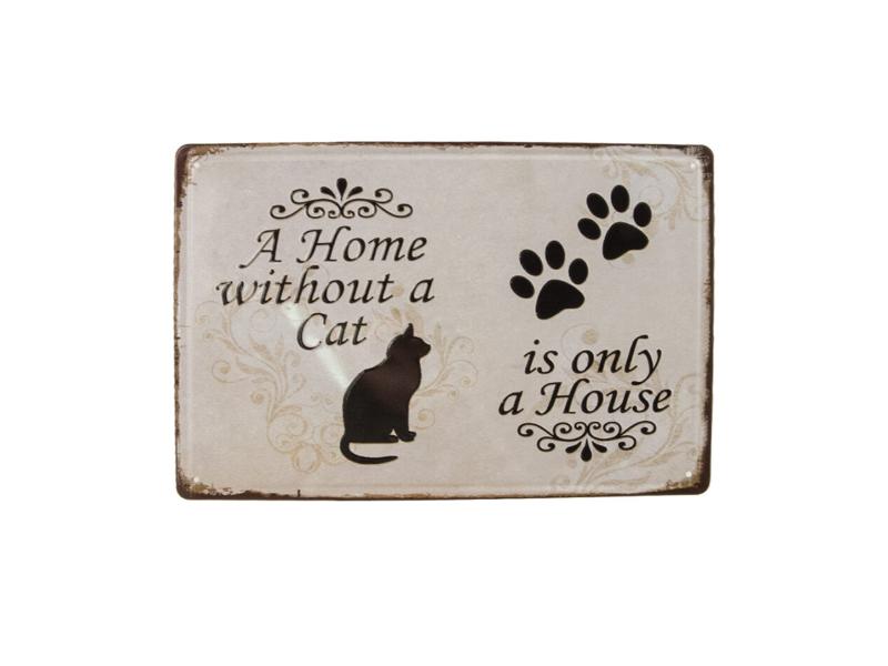 Metalskilt Home without a cat