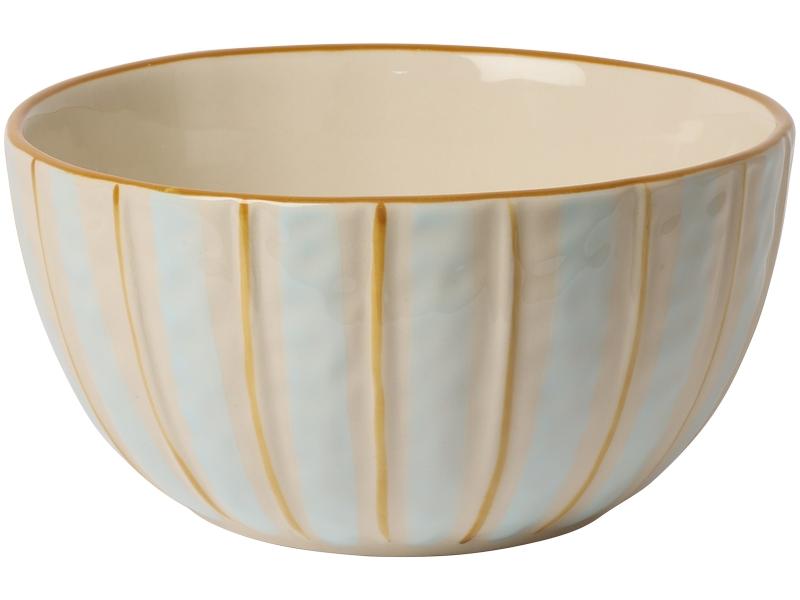 Au Maison Stribet Skål lysblå/gul 18 cm