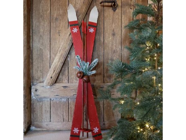 Chic Antique Ski m/Stave H90 cm