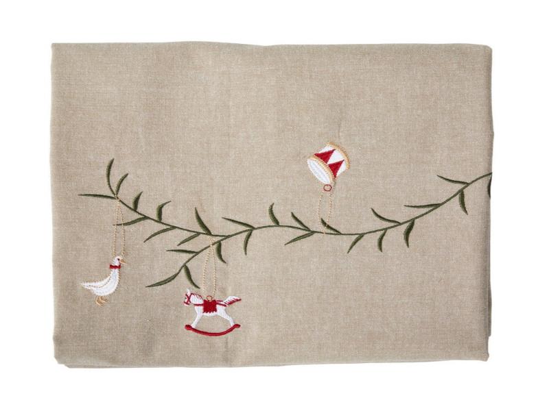 Speedtsberg Juledug Broderet Hørfarvet 140x360 cm